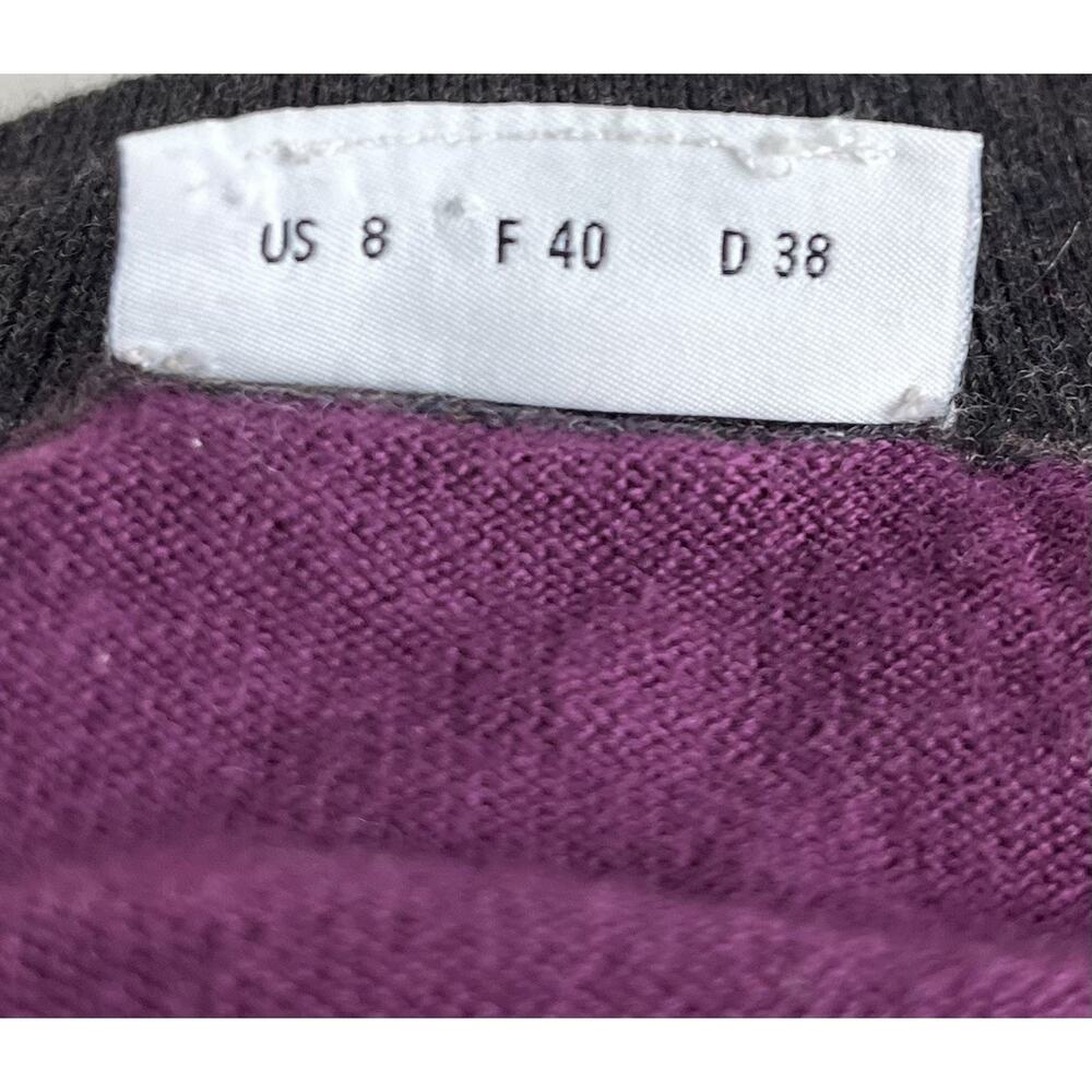 Akris Punto 100% Wool Purple Pullover Lightweight Blouse Minimalist Capsule Sz 8 - Picture 7 of 8